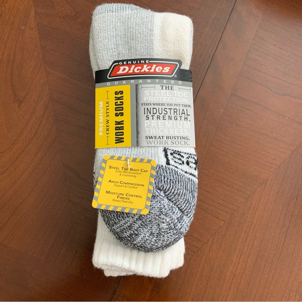 Dickies Men's 2-Pair Industrial Strength Cushion Crew Work Socks - White 6-12